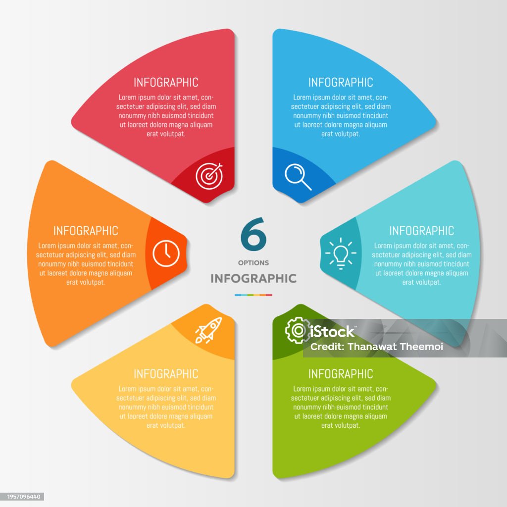 Round Shape Chart Work Examples Circle Shape Infographic Chart Template With 6 Options Stock ...