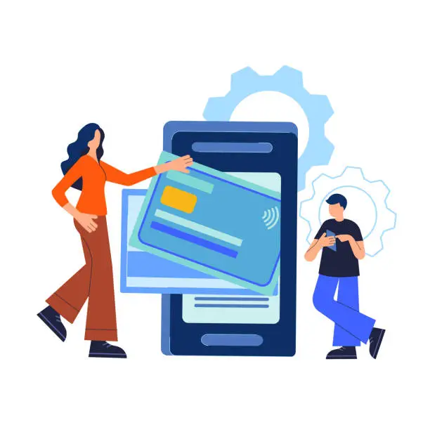 Vector illustration of Online mobile business mobile app online shopping