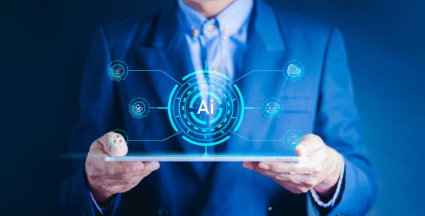istock Businessman engages with virtual technology, pressing buttons and icons on a digital screen, embodying the fusion of business and cutting-edge technology in a global, interconnected world 1957163677