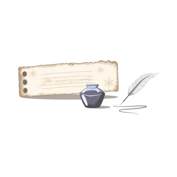 Vector illustration of Paper with quill pen