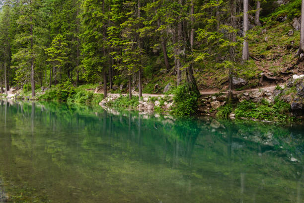 View on Braies Lake landscape