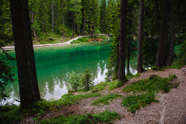 View on Braies Lake landscape