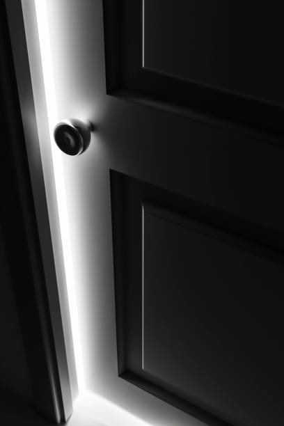 Bright light comes through the slightly open door.