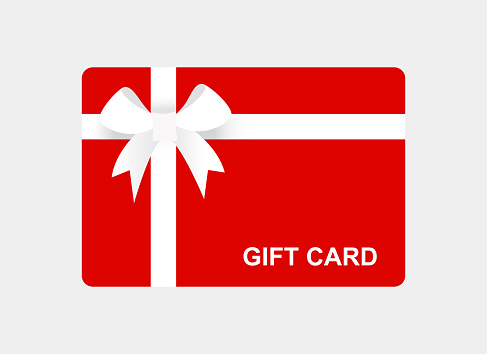 Red Gift Card With White Ribbon And Bow