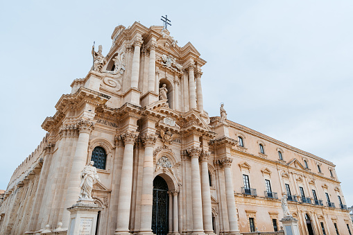 The Cathedral of Syracuse on Ortygia Island in Italy.