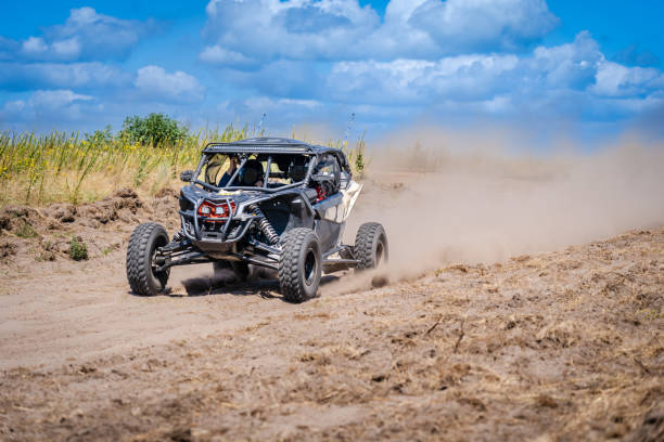 istock Cool view of active UTV at summer. Extreme ride on 4x4 1957244767