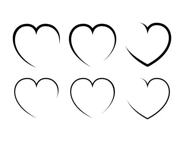 Vector illustration of Open Heart, Heart shape outline vector illustration