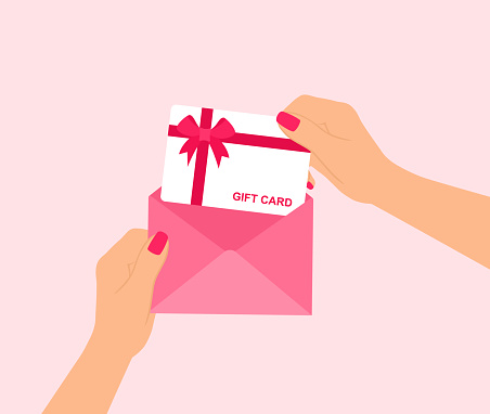 Female Hands Holding Open Envelope With Gift Card. Celebrating Valentine's Day, Mother's Day, Women's Day Or Birthday