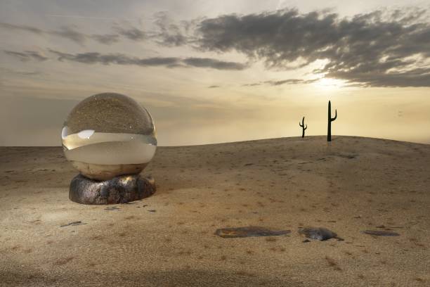 3d render of snowglobe and desert environment