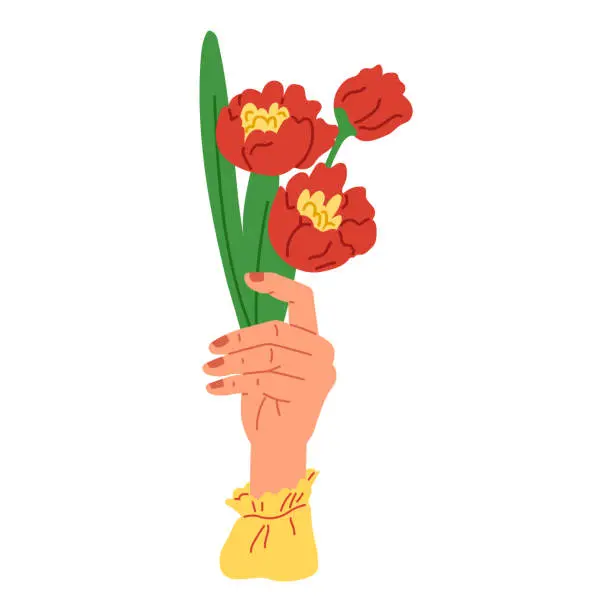 Vector illustration of Hands pose. The human body part stood out most during performance was hands