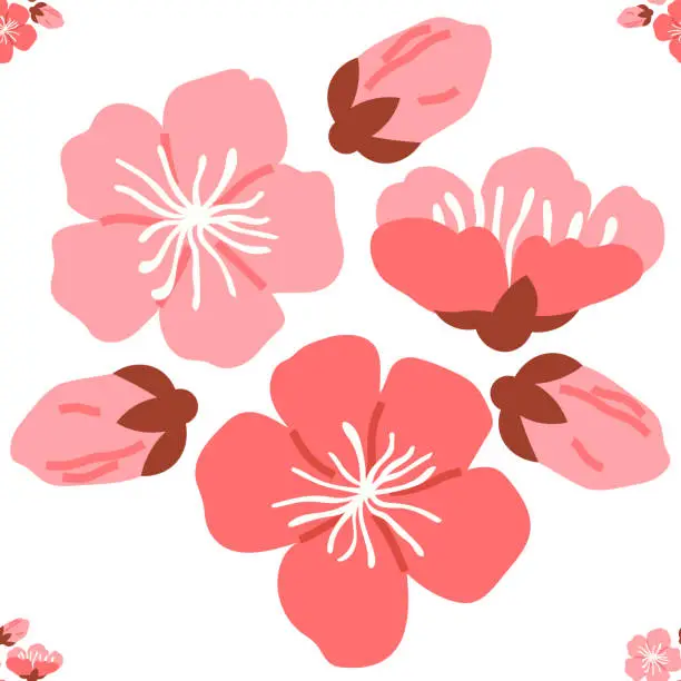 Vector illustration of Sakura pattern. The infinite beauty seamless background captivated viewers