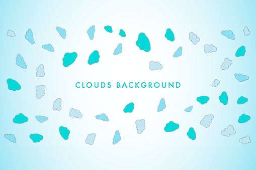 Cloud. Abstract Blue gradient cloudy set isolated on blue background. Vector illustration.