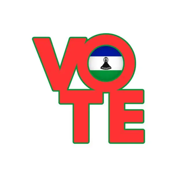 Vector illustration of Vote sign, postcard, poster. Banner with Lesotho flag. Vector illustration.