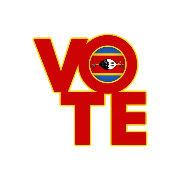 Vector illustration of Vote sign, postcard, poster. Banner with Eswatini flag. Vector illustration.