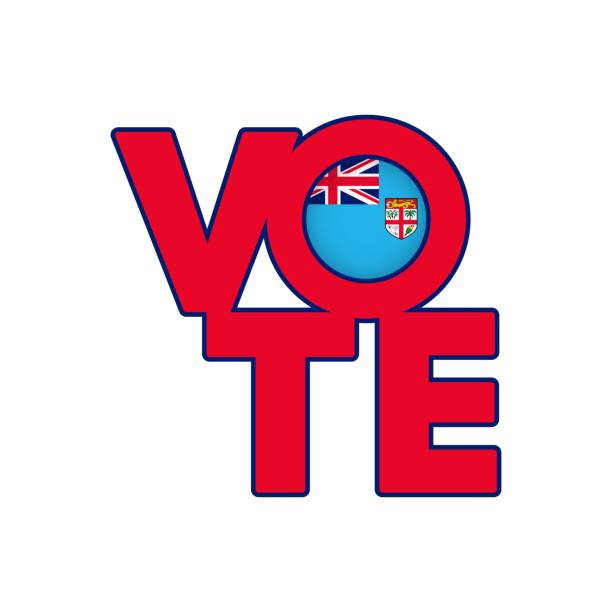 istock Vote sign, postcard, poster. Fiji flag. Vector illustration. 1957356064