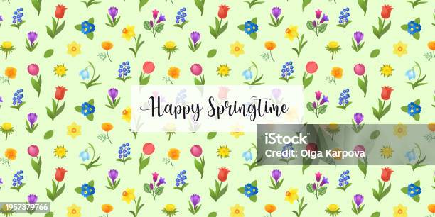 Spring Images Horizontal Spring Flowers Horizontal Background Stock Illustration - Download ...