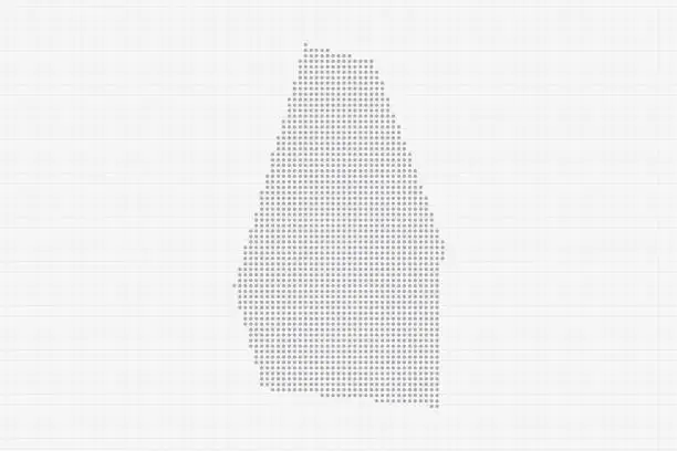 Vector illustration of Pixel dotted map of Montserrat in grey. Halftone dots concept. Vector illustration EPS10