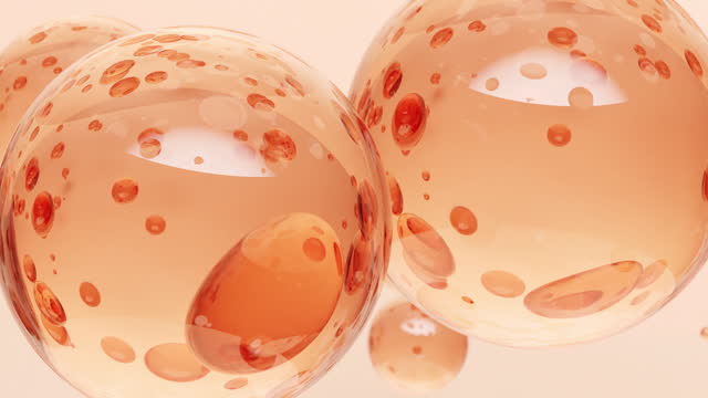 Close up peach fuzz color bubble particle