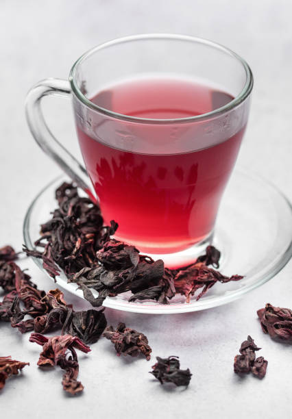 istock Hibiscus tea in glass mug. 1957410562
