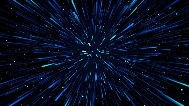 istock Abstract moving stars light, wormhole space tunnel background. Hitech digital design concept for Ads, brochures, flyers, magazine, business card, banner. Connection structure data visualization. 1957410568