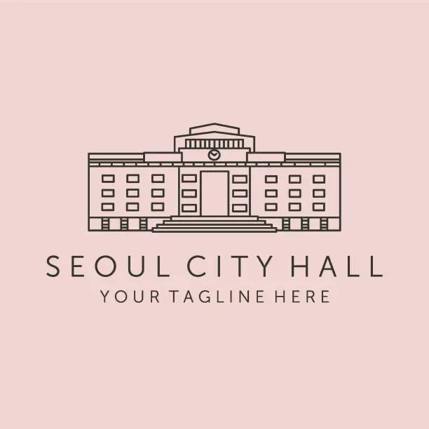 Vector illustration of seoul city hall icon line art logo vector symbol illustration design