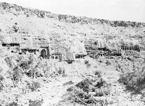 People and landmarks of India in 1895: Ajanta Caves