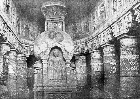 People and landmarks of India in 1895: Ajanta Caves