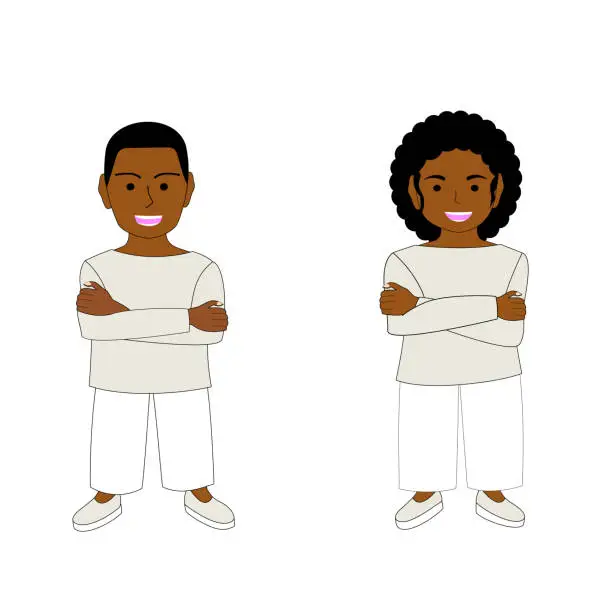 Vector illustration of A black boy and girl.