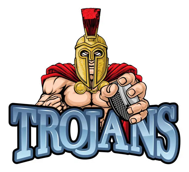 Vector illustration of Trojan Man Ice Hockey Sports Team Mascot