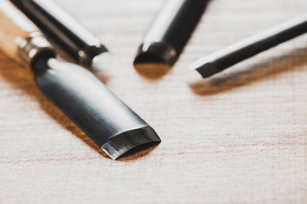 istock Set of sharp chisels for carving. 1957463330