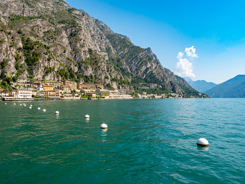 Sunny scenery around Limone sul Garda, a town and comune located at the Lake Garda in Northern Italy