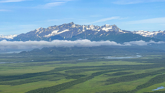 Chigmit Mountains, Bird's-eye view, Alaska, United States. High quality photo