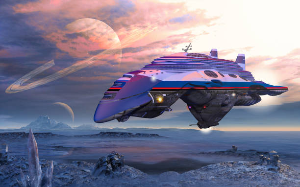 istock Gigantic galactic cruise ship hovering over an alien planet 1957577168