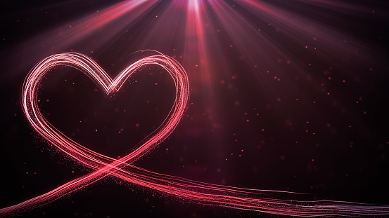 Big heart for Valentines Day, Mothers Day or wedding events background. Heart moving in space with light background. Love and romance concept.