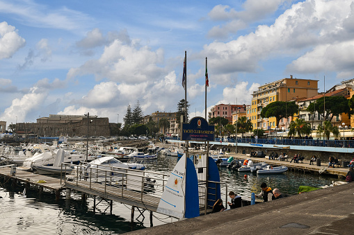 Sanremo, Imperia, Liguria, Italy - 01 01 2024: Sanremo is a famous tourist resort on the Italian Riviera of Ponente, renowned for the cultivation of flowers, hence the nickname of \