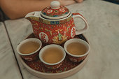 Chinese tea set close up