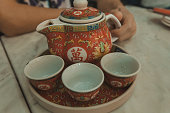 Chinese tea set close up