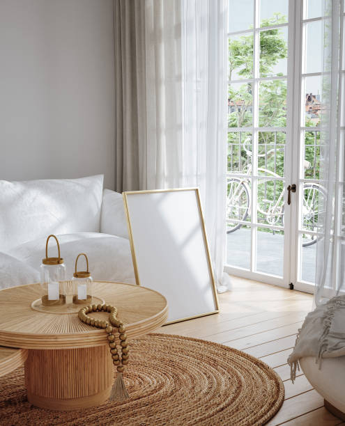 istock Mockup frame in interior background, room in light pastel colors 1957617631