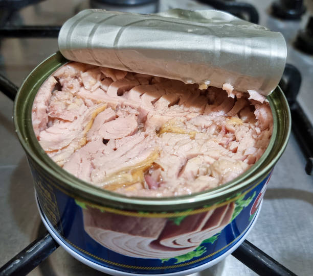 Tuna in olive oil from above