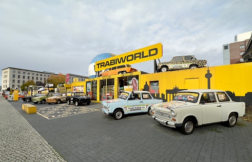 Berlin, Germany - November 10, 2023: Trabiworld museum in central Berlin, Germany.