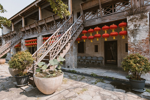 19th-century Chinese mansion restored as a mixed-use complex with restaurants, stores and shrine in Bangkok Thailand