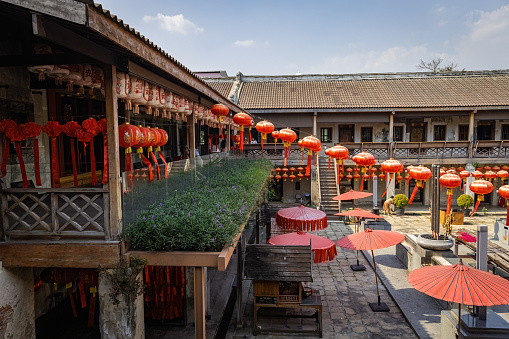 19th-century Chinese mansion restored as a mixed-use complex with restaurants, stores and shrine in Bangkok Thailand
