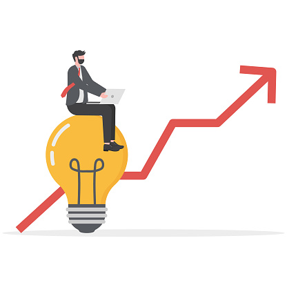 businessman created idea with arrow in target, achievement of goals concept,vector