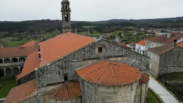 Aerial View of Santa Maria de Xunqueira Monastery, Galicia spain