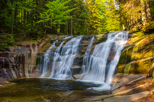 Waterfall Mumlava near Harachov, Giant Mountains (Krkonose), Eastern Bohemia, Czech Republic