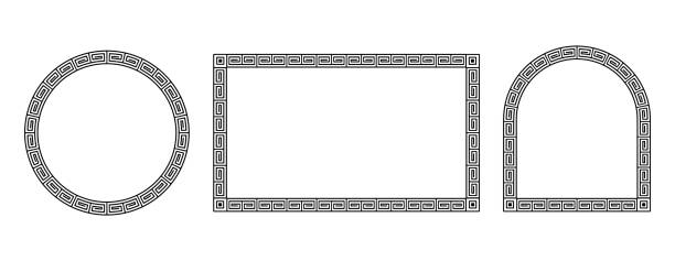 ilustrações de stock, clip art, desenhos animados e ícones de greek style ornament frames set - mosaic greek culture mythology ancient