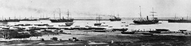 istock People and landmarks of India in 1895: Madras Harbour 1957831989