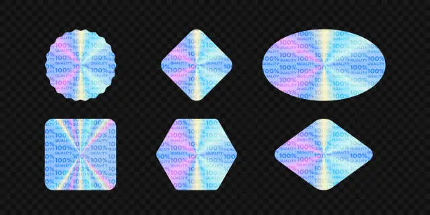 Vector illustration of Set of vector hologram icons in geometric shapes.