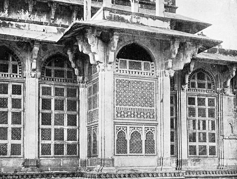 People and landmarks of India in 1895: Carved Fretwork Window, Gwalior