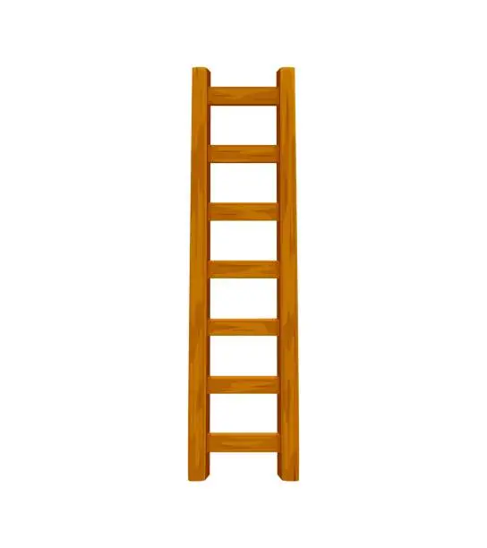 Vector illustration of Rustic wooden ladder. Isolated cartoon vector tool